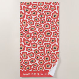 Monogram Flowers Elegant Snyggt Beach Towel