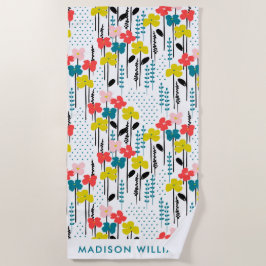 Monogram Flowers Elegant Snyggt Beach Towel