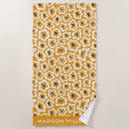 Monogram Flowers Elegant Snyggt Beach Towel