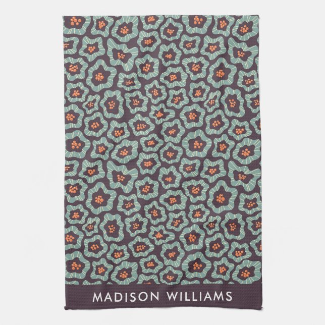 Monogram Flowers Elegant Snyggt Kitchen Towel Kökshandduk (Vertikal)