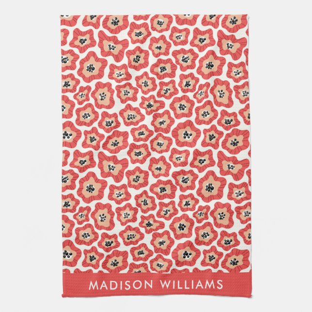 Monogram Flowers Elegant Snyggt Kitchen Towel Kökshandduk (Vertikal)