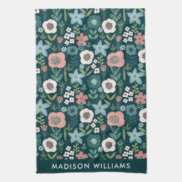 Monogram Flowers Elegant Snyggt Kitchen Towel Kökshandduk