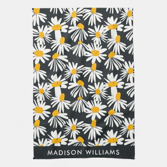 Monogram Flowers Elegant Snyggt Kitchen Towel Kökshandduk (Vertikal)