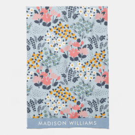 Monogram Flowers Elegant Snyggt Kökshandduk