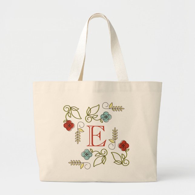 Monogram Flowers Jumbo Tote Bag Jumbo Tygkasse (Framsidan)