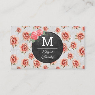 Monogram Flowers Mönster Sten Visitkort