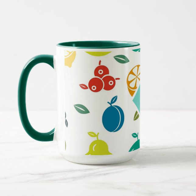 Monogram-födelsedag för vita färgade frukter mugg (Vänster)