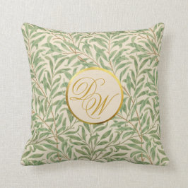Monogram Foliage Morris Gröna blad Falskt guld Kudde