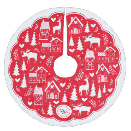 Monogram Folk Art Helgdag Julgran Skirt Julgransmatta Borstad Polyester