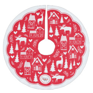 Monogram Folk Art Helgdag Julgran Skirt Julgransmatta Borstad Polyester