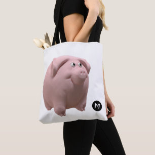 Monogram för 3D-fyndig Gris, välj färg-bag 2 Tygkasse