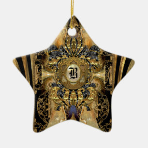 Monogram för Abasham Victorianstjärna Julgransprydnad Keramik