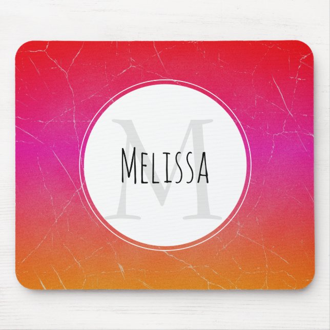 Monogram för Abstrakt av övertoning i shock rosa V Musmatta (Framsidan)