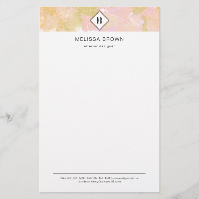 Monogram för abstrakt Modern Elegant Professionell Brevpapper (Framsida)