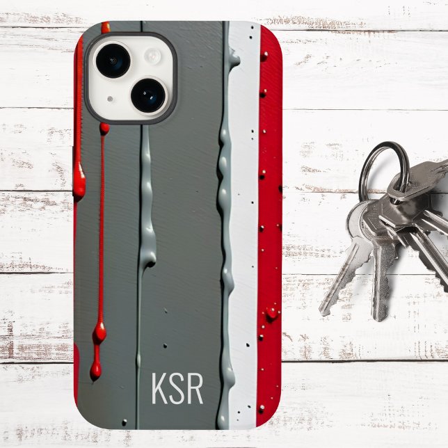 Monogram för abstrakt Red & Grått-droppfärg (Skapare uppladdad)