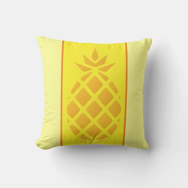Monogram för ananas för Gult och Orange Kudde (Framsida)
