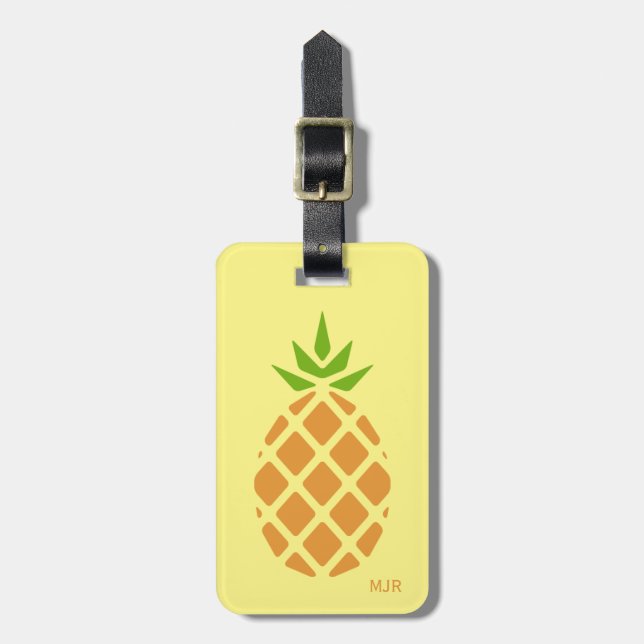 Monogram för ananas Tropical Summer Anpassningsbar Bagagebricka (Vertikal Framsida)