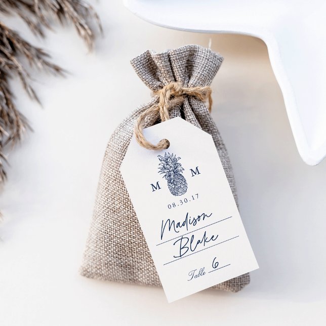 Monogram för ananas-Vintage Presentetikett (Skapare uppladdad)