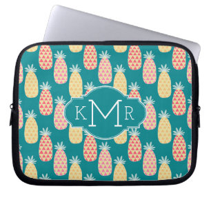 Monogram för ananasklottermönster   laptop sleeve