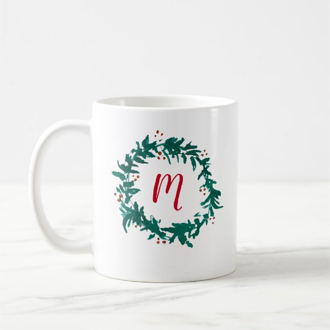 Monogram för andningsmålning Berries Kaffe Mugg (Vänster)