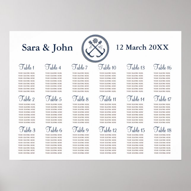 Monogram för ankarmonogram, sittdiagram för Nautis Poster (Framsidan)