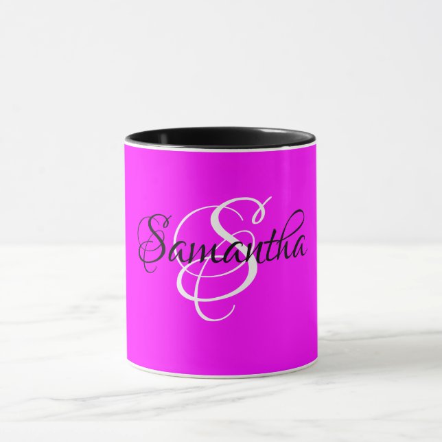 Monogram för anpassad Magenta Färg - Mugg (Center)