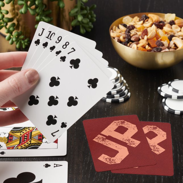 Monogram för anpassadets läderutstrykning casinokort (På plats)