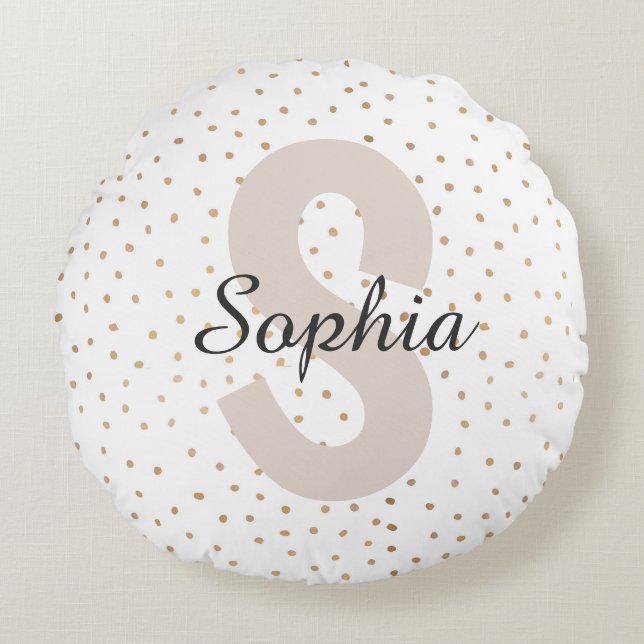 Monogram för anpassat namn för personlig Brev Rund Kudde (Framsidan)
