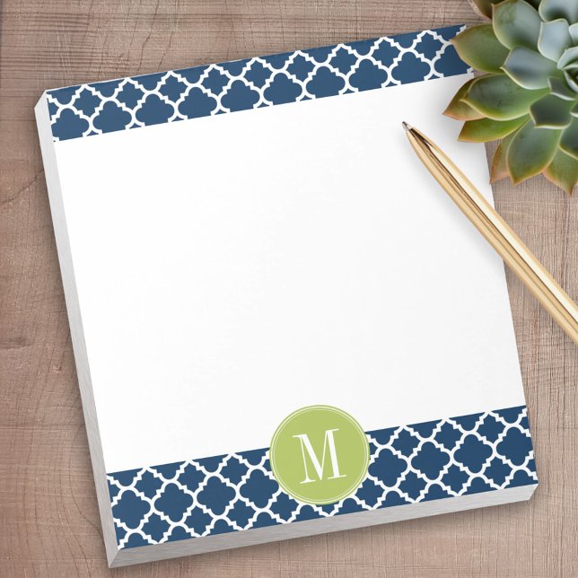Monogram för Anpassningsbar av kalk och marin geom Anteckningsblock (Personalized Notepad)
