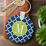 Monogram för Anpassningsbar av kalk och marin geom Nyckelring<br><div class="desc">Ett fet,  grafiskt filmformat i färsk,  glad färg. Om du behöver justera monogrammen klickar du på knappen Anpassa och gör ändringar.</div>