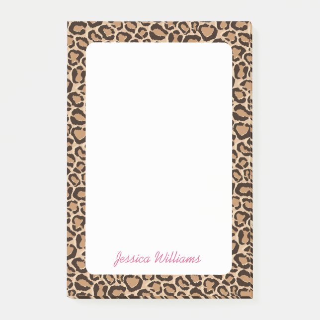 Monogram för Anpassningsbar av leopard Post-it Block (Framsida)