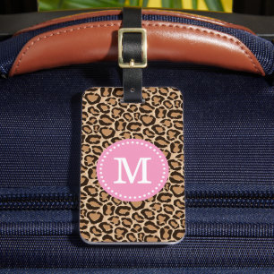 Monogram för Anpassningsbar av rosa och leopard Bagagebricka
