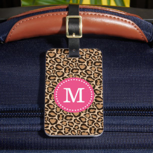 Monogram för Anpassningsbar av rosa och leopard Bagagebricka