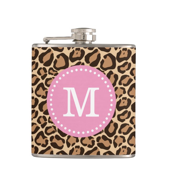 Monogram för Anpassningsbar av rosa och leopard Fickplunta (Framsidan)
