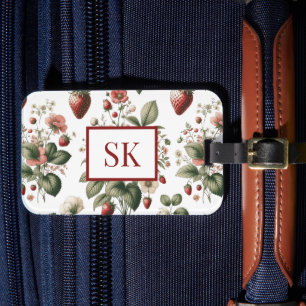 Monogram för Anpassningsbar av sötjordgubbar och B Bagagebricka