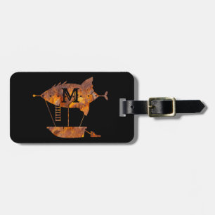 Monogram för Anpassningsbar av Steampunk Colorful Bagagebricka