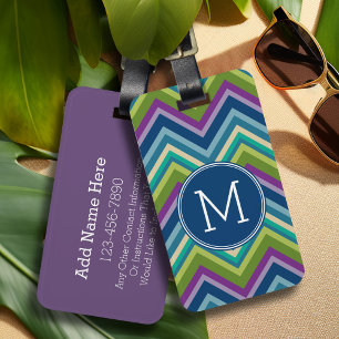 Monogram för Anpassningsbar för färglös Chevron Mö Bagagebricka