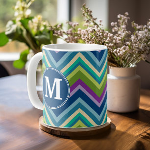 Monogram för Anpassningsbar för färglös Chevron Mö Kaffemugg