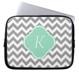 Monogram för anpassningsbar för grå färg- & laptop sleeve