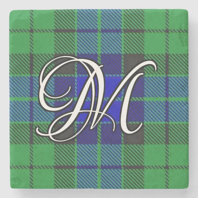 Monogram för anpassningsbar för klanMacKay Tartan Stenunderlägg (Framsidan)