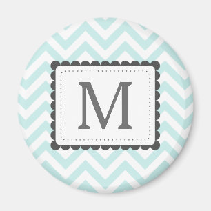 Monogram för anpassningsbar för Mintblått- och Magnet