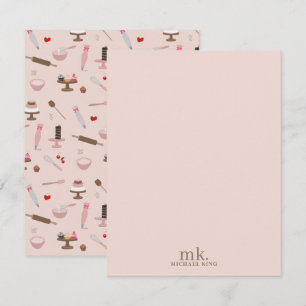 Monogram för att binda och koka Utensils Bakery Co Anteckningskort