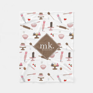 Monogram för att binda och koka Utensils Bakery Co Fleecefilt
