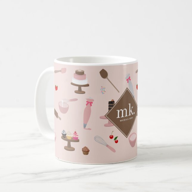 Monogram för att binda och koka Utensils Bakery Co Kaffemugg (Framsida vänster)