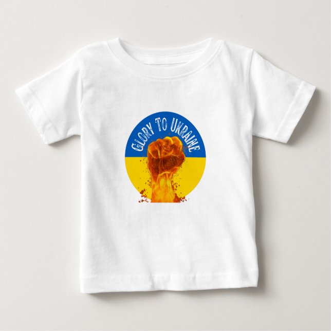 Monogram för att flamma upp Flagga i Ukraina T Shirt (Framsida)