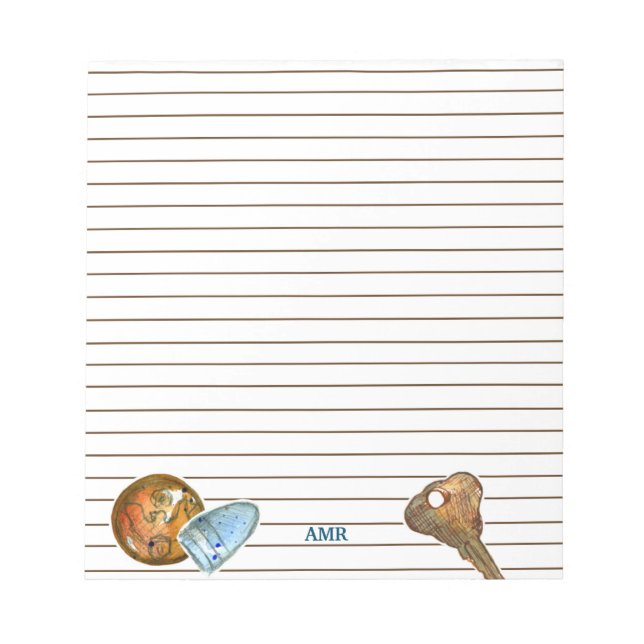 Monogram för att upptäcka metall om Nycklar-knappa Anteckningsblock (Framsida)