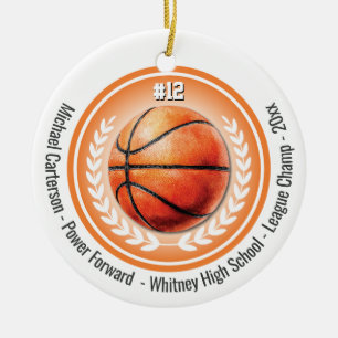 Monogram för basketbollens sportmästare julgransprydnad keramik