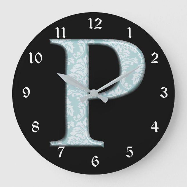 Monogram för blå fotmask, första P-designklocka Stor Klocka (Framsida)