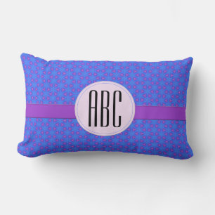 Monogram för blå Lila Geometric Personlig Lumbarkudde
