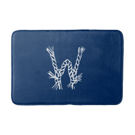 Monogram för blå vit anpassningsbar badrumsmatta